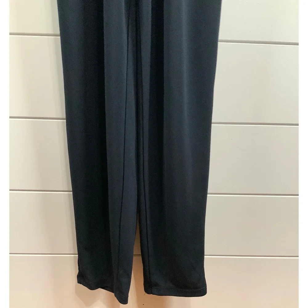 Lauren Ralph Lauren Womens Stretch Jersey Jumpsuit M Blue Tie Keyhole 3/4 Sleeve - Picture 7 of 14